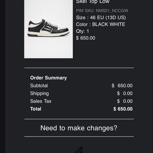 AMIRI Black and White Skel Top Low Sneakers